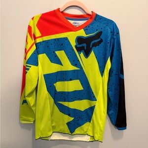 Fox Kids Blue and Yellow Motocross Jersey YXL